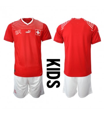 Schweiz Replika Babytøj Hjemmebanesæt Børn VM 2022 Kortærmet (+ Korte bukser)